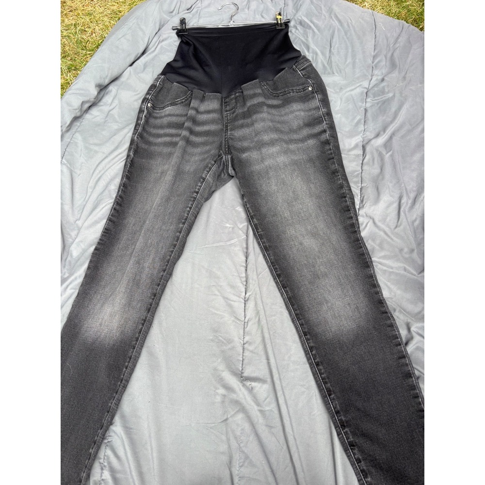 Maternity Skinny Jeans Over Belly Panel Faded Black Stretch Denim‎ Pants